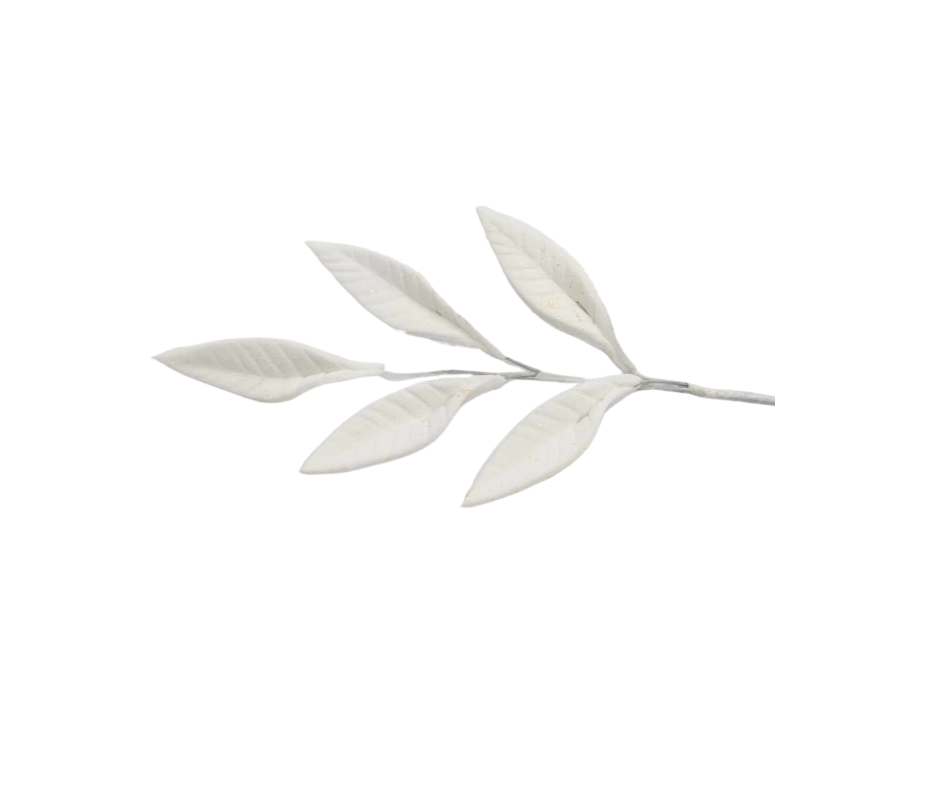 Edible Icing White 5 Leaf pointed on Stem