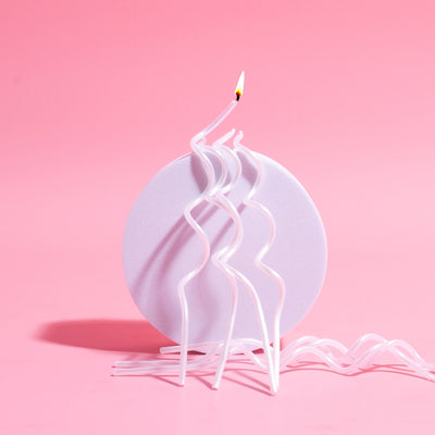 13cm SWIRLY Cake Candles WHITE (Pack of 16)