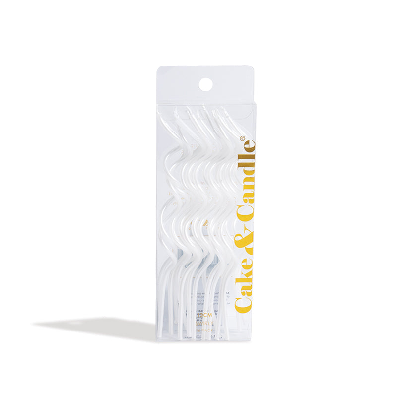 13cm SWIRLY Cake Candles WHITE (Pack of 16)
