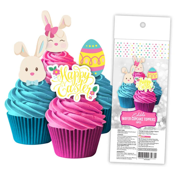 Edible Wafer Cupcake Toppers Easter 16 piece Set