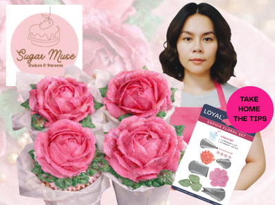 Buttercream Rose Flower Cupcake Class - SAT 9th of May 1pm
