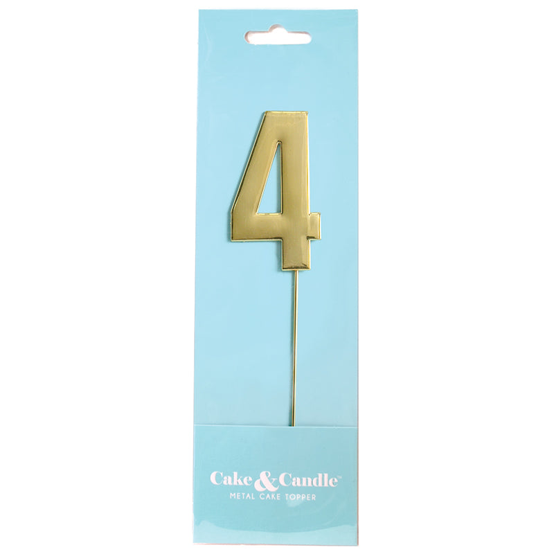 Cake Topper Bold Gold Number 4