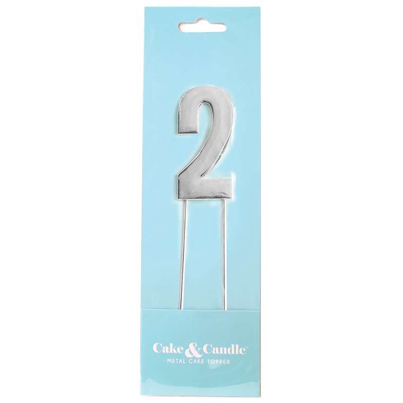 Cake Topper Bold Silver Number 2 – view 2