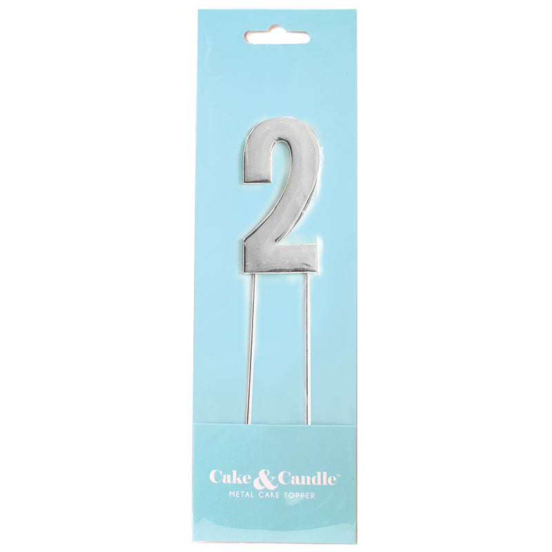 Cake Topper Bold Silver Number 2