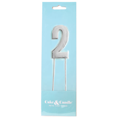 Cake Topper Bold Silver Number 2