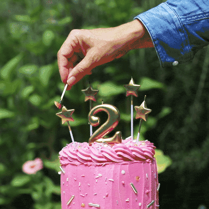 Number 2 Candle Gold Single – view 3