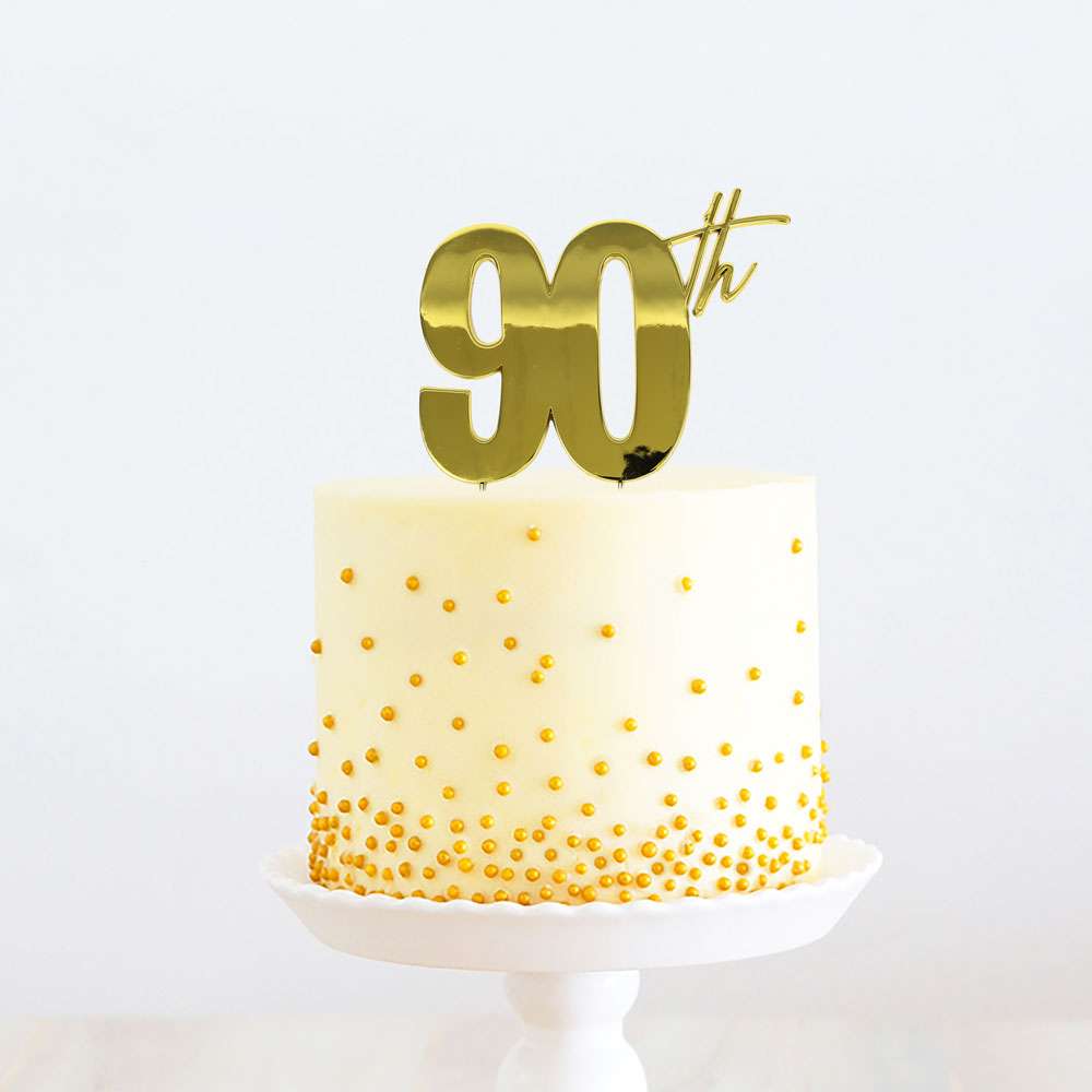 Cake Topper 90th Metal Cake Gold