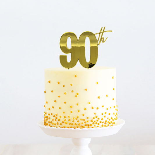 Cake Topper 90th Metal Cake Gold