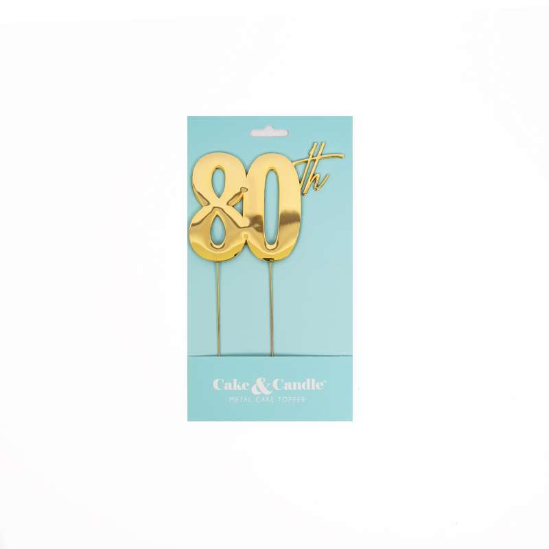 Cake Topper 80th Metal Cake Gold – view 2