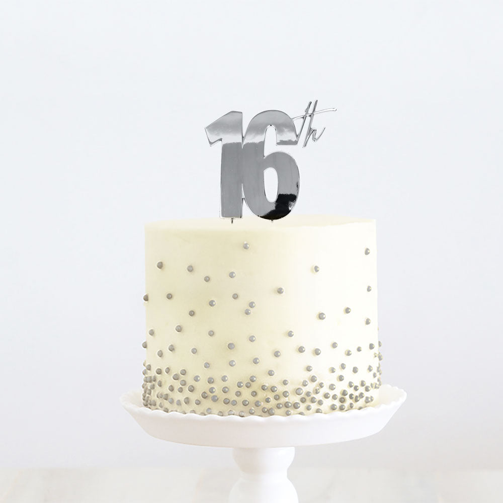 Cake Topper 16th Metal Cake Silver