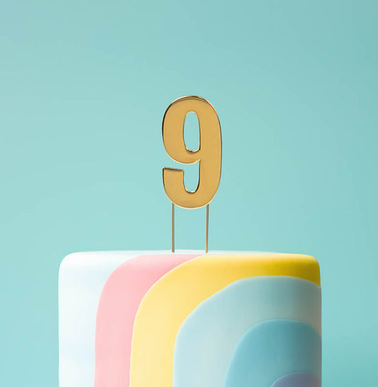 Cake Topper Bold Gold Number 9