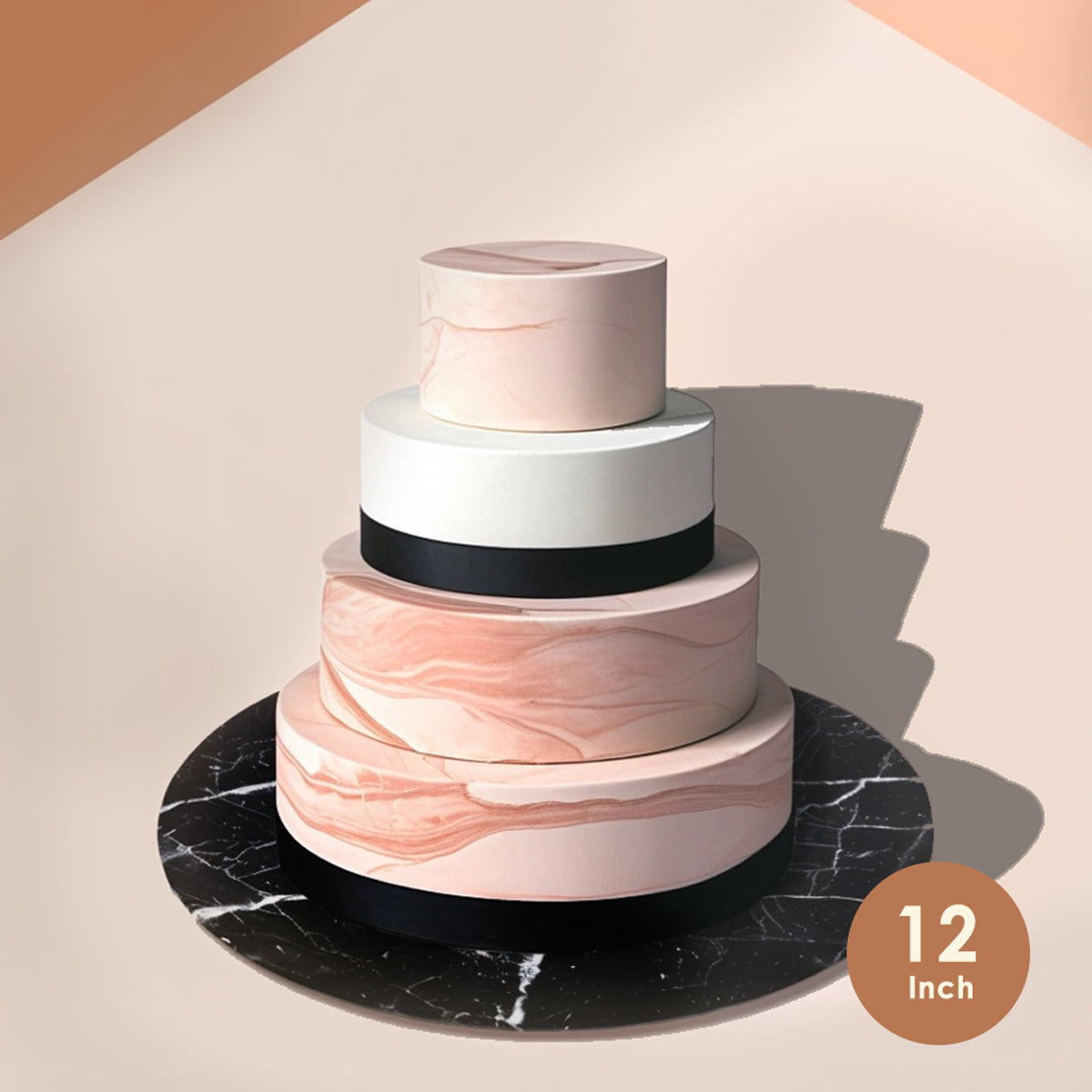 Food Presentation Board (BLACK MARBLE) - 12" ROUND