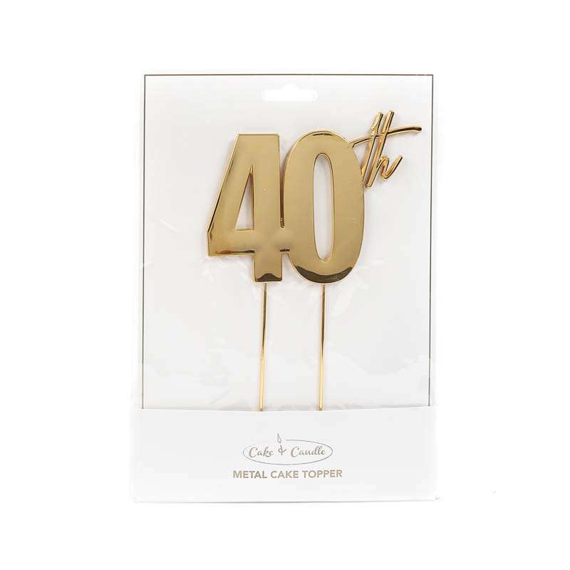 Cake Topper 40th Metal Cake Gold – view 2