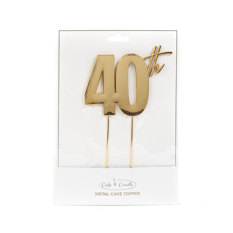 Cake Topper 40th Metal Cake Gold