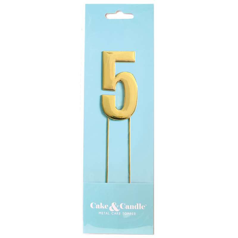 Cake Topper Bold Gold Number 5 – view 2
