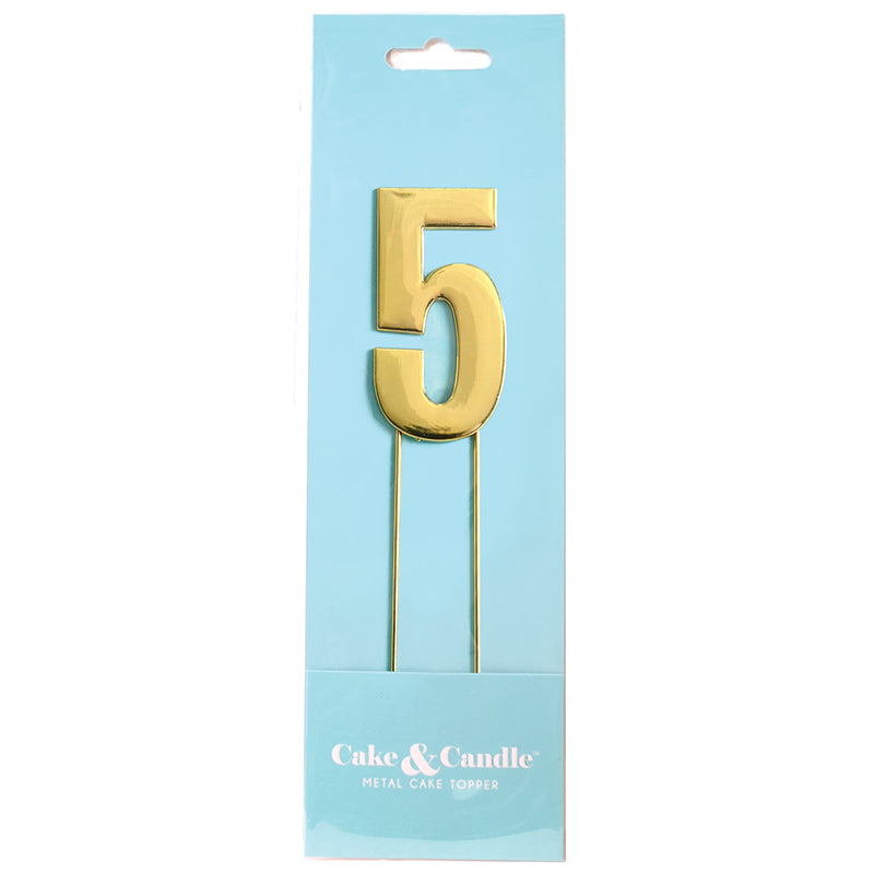 Cake Topper Bold Gold Number 5