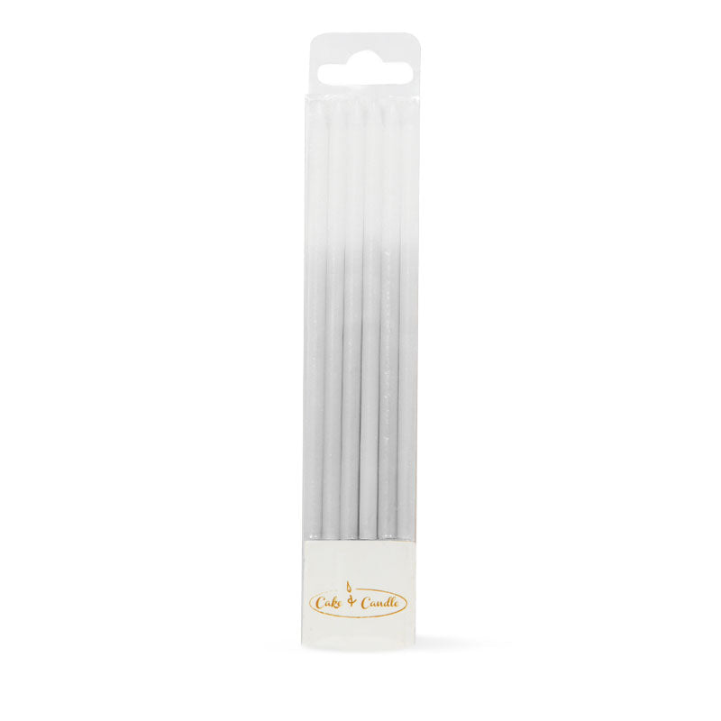 CAKE CANDLES OMBRE SILVER (PACK OF 12)