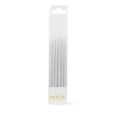 CAKE CANDLES OMBRE SILVER (PACK OF 12)