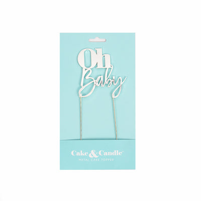 Cake Topper Oh Baby Metal Cake Silver
