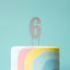 Cake Topper Bold Silver Number 6
