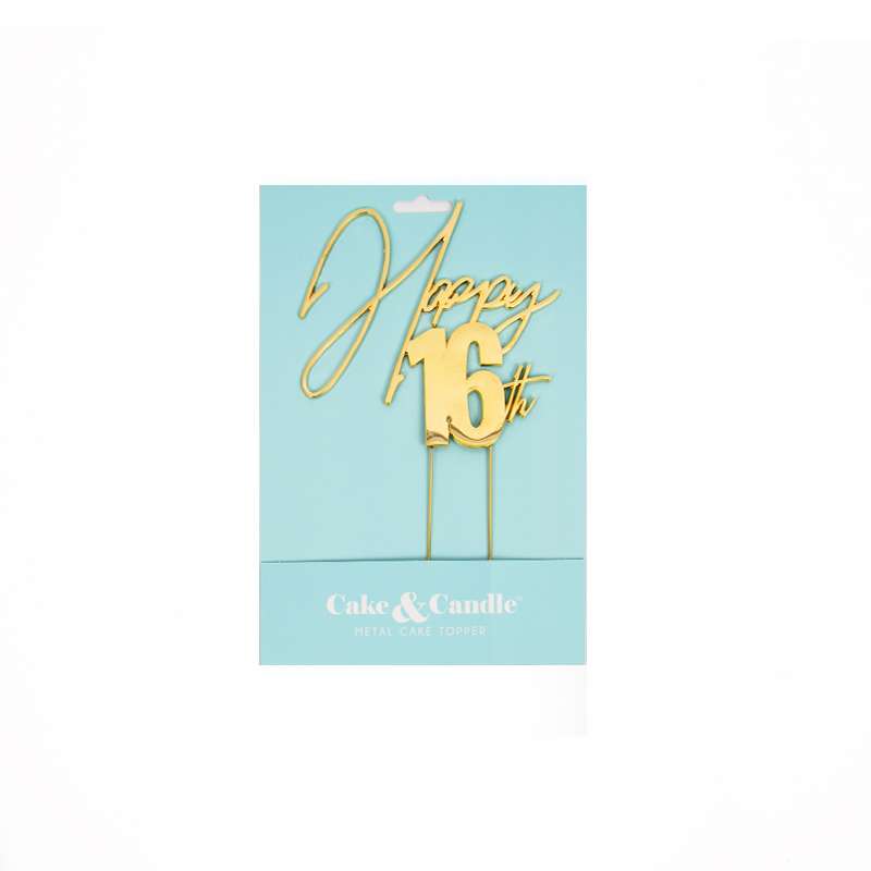 GOLD Metal Cake Topper - HAPPY 16th – view 2