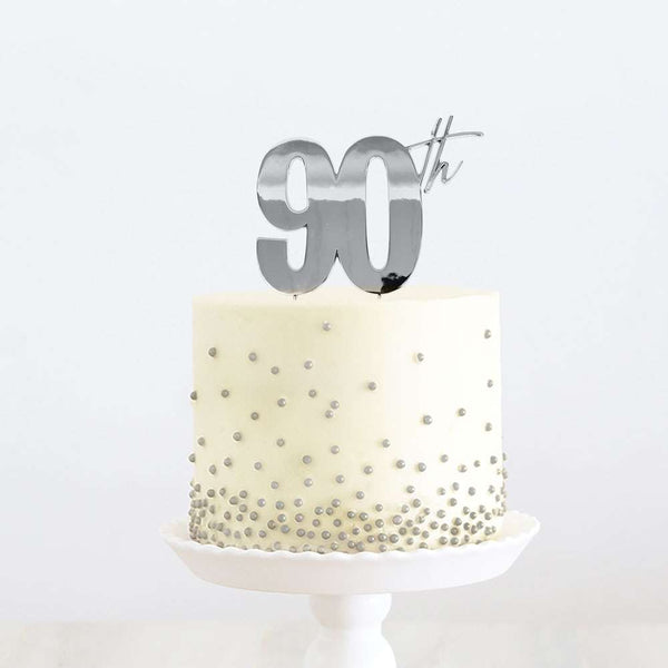 Cake Topper 90th Metal Cake Silver
