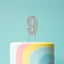 Cake Topper Bold Silver Number 9