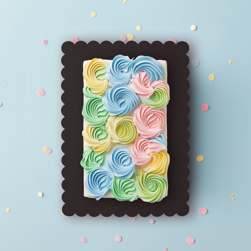 RECTANGLE Dual-Colour Scalloped Cake Board - WHITE & BLACK