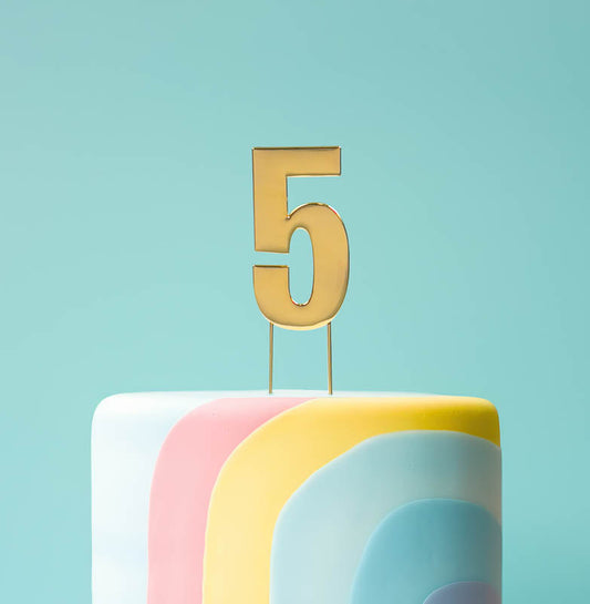 Cake Topper Bold Gold Number 5