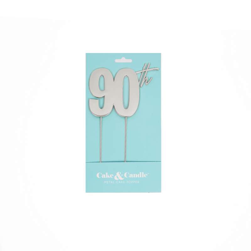 Cake Topper 90th Metal Cake Silver – view 2