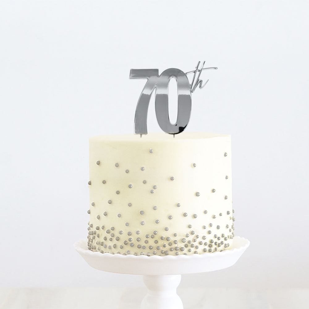 Cake Topper 70th Metal Cake Silver