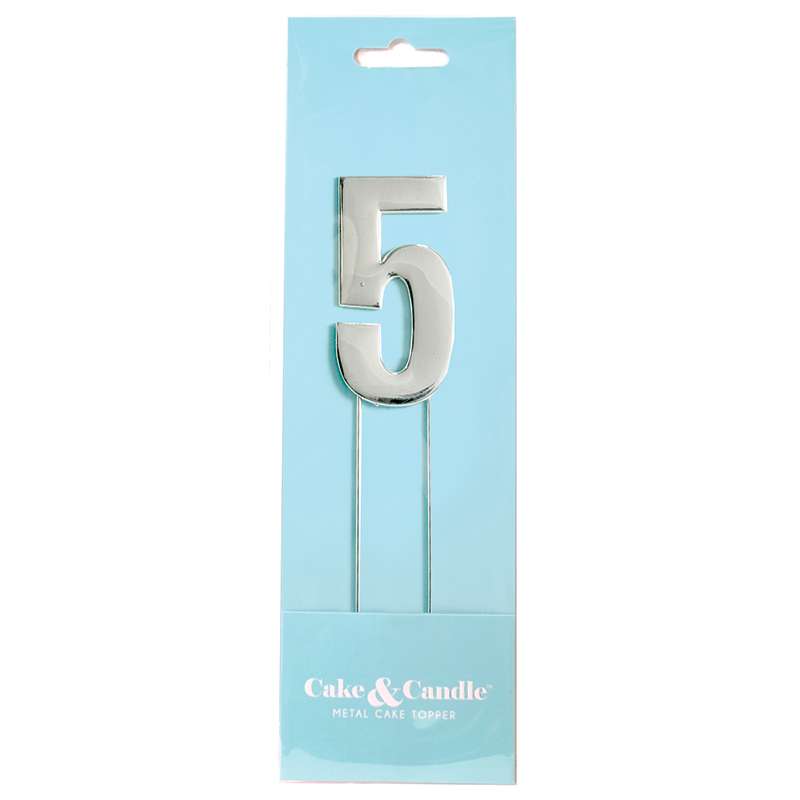 Cake Topper Bold Silver Number 5 – view 2