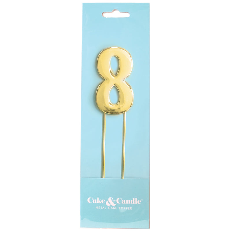 Cake Topper Bold Gold Number 8