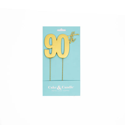 Cake Topper 90th Metal Cake Gold