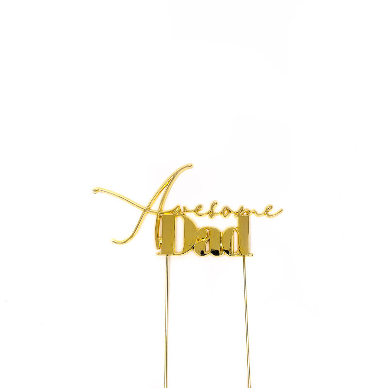 Cake Topper Awesome Dad Gold Metal