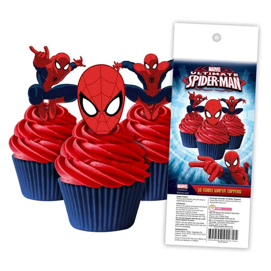 Edible Wafer Cupcake Toppers Spiderman 16 piece pack