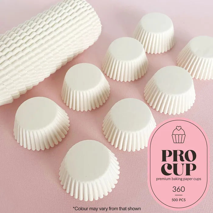 360 BAKING CUPS - WHITE - 500 PIECE PACK