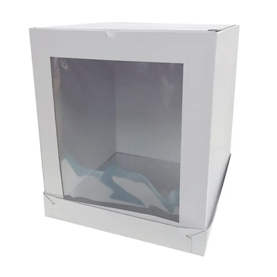 CAKE BOX TALL 14X14X16 INCH SIDE WINDOW CORRUGATED CARDBOARD