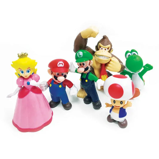 Cake Topper Super Mario Bros Plastic Figurine 6pc Set