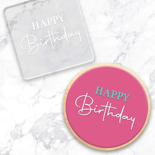 Cookie Stamp Happy Birthday Script Debosser