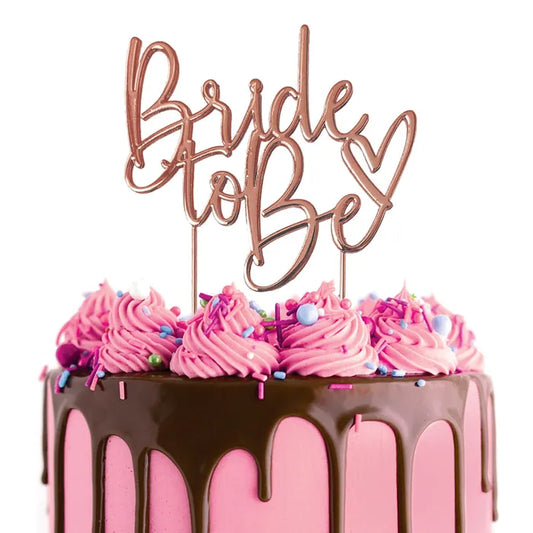 Cake Topper Bride to Be Metal Cake Rose Gold