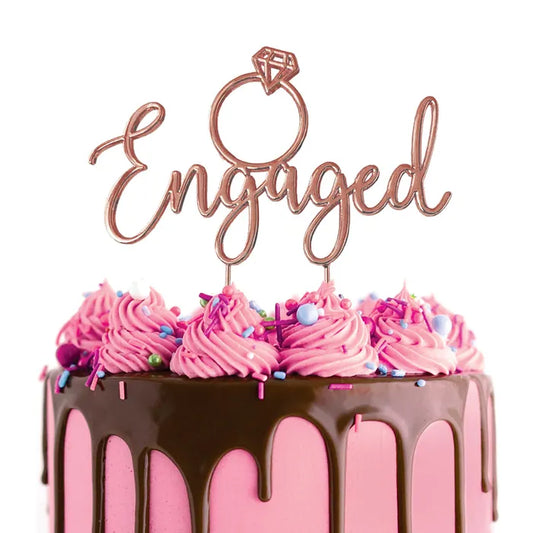 Cake Topper Engaged Metal Cake Topper Rose Gold