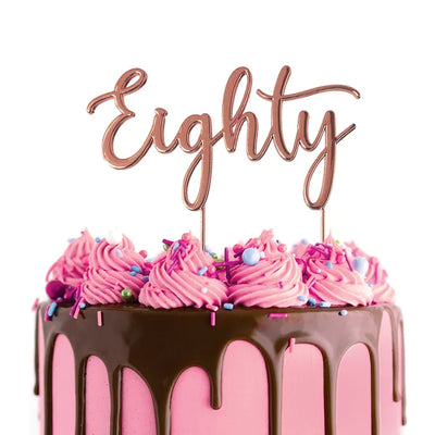 Cake Topper Eighty Metal Cake Rose Gold