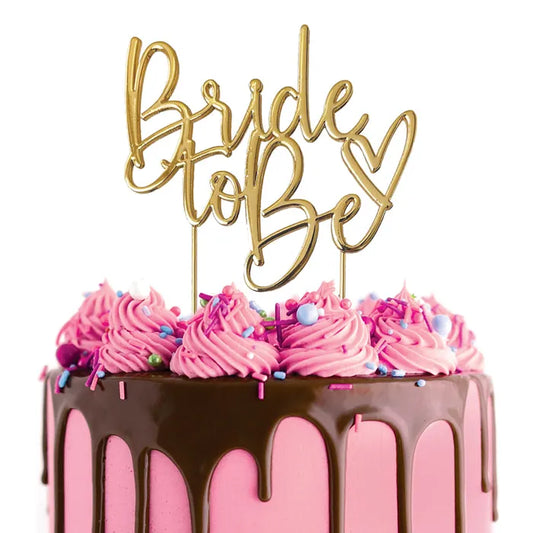 Cake Topper Bride to Be Metal Cake Gold