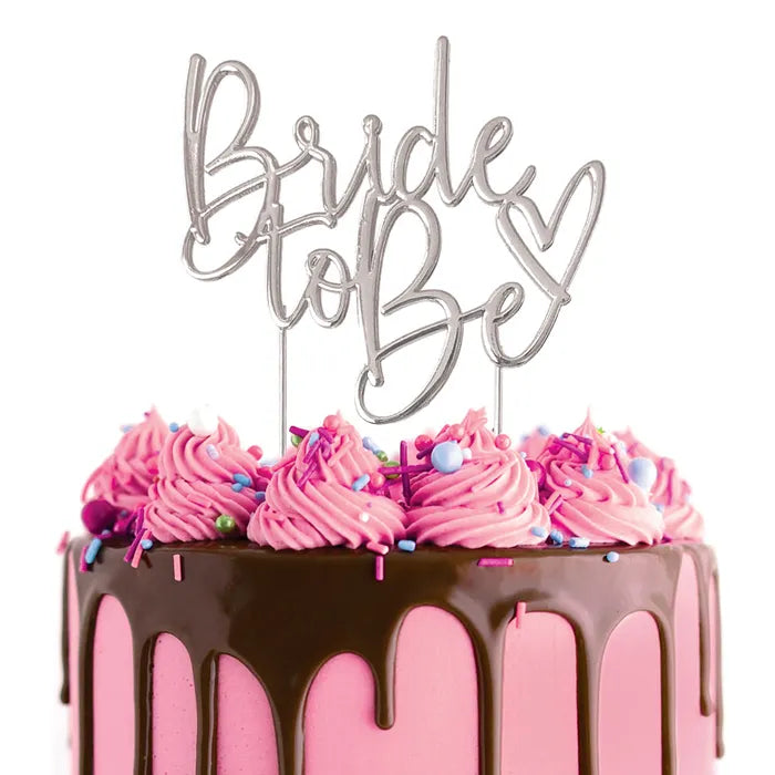 Cake Topper Bride to Be Metal Cake Silver