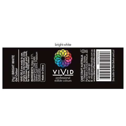 Food Colour Bright White Gel 21g VIVID