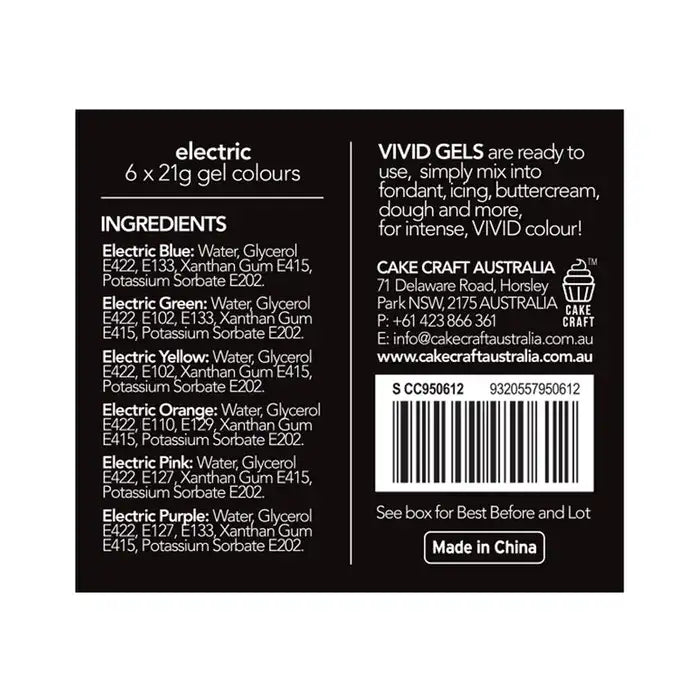 Food Colour Vivid 6 Pack Gel Colour Electric (6 x 21g) – view 4