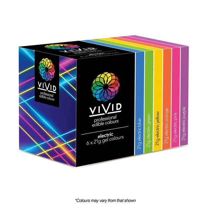 Food Colour Vivid 6 Pack Gel Colour Electric (6 x 21g)