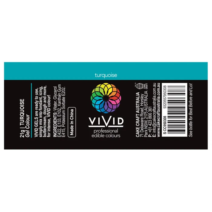 Food Colour Turquoise Gel Colour 21g VIVID