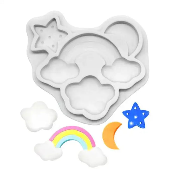 Mould Rainbow Cloud Moon & Star Silicone Mould